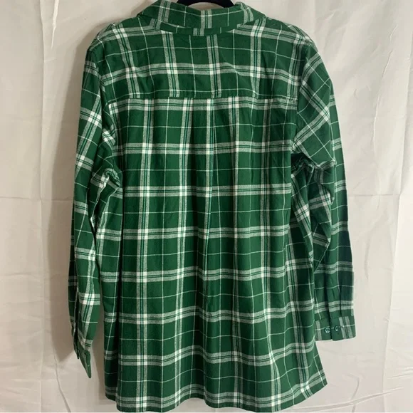 Blair Women’s Plaid Green Flannel Button Up Long Sleeve Shirt, size L - Picture 6 of 12